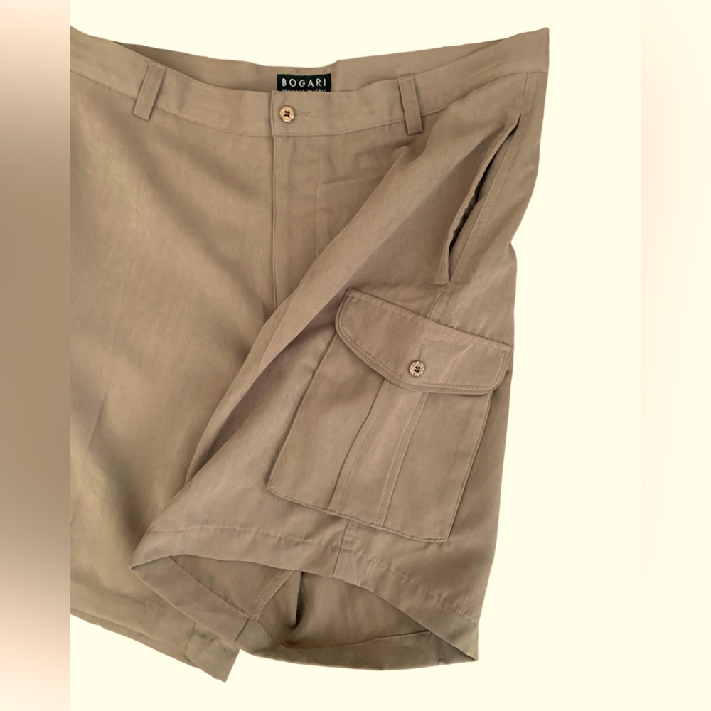 Bogari Tan Flat Front Silk Italy Cargo Shorts Men’s Size 36